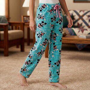 Disney Women L Mickey Mouse Lounge Pants Blue Graphic Cozy Y2K